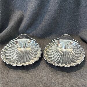 Edward Lothian England Silverplated Shell Trinket Dishes-Set of 2